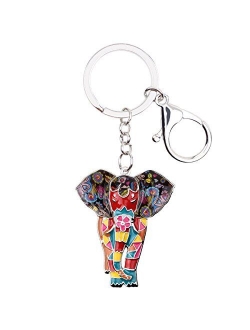 Enamel Metal Chain Jungle Elephant Key Chains For Women Car Purse Handbag Charms