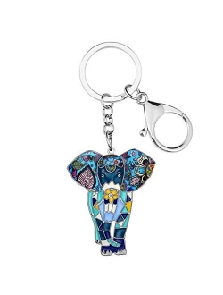 Enamel Metal Chain Jungle Elephant Key Chains For Women Car Purse Handbag Charms