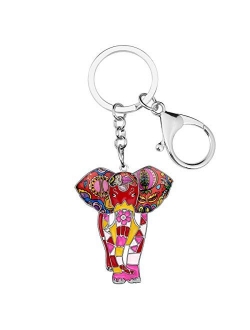 Enamel Metal Chain Jungle Elephant Key Chains For Women Car Purse Handbag Charms