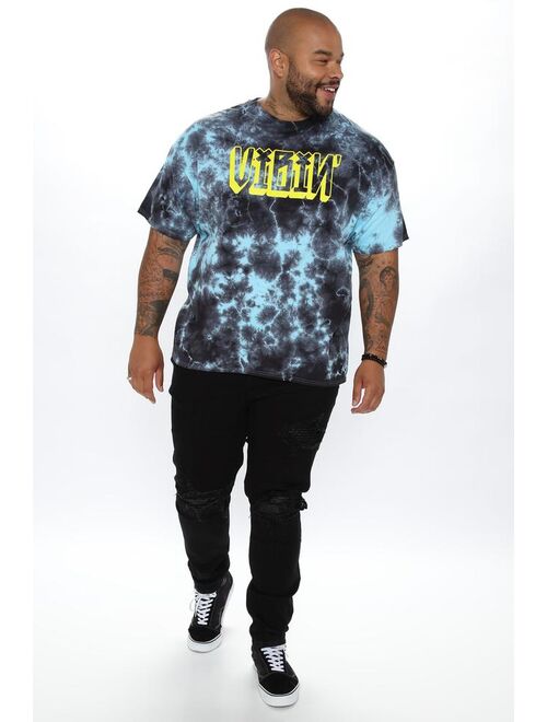 We Just Vibin' Tie Dye Short Sleeve Tee - Green/combo