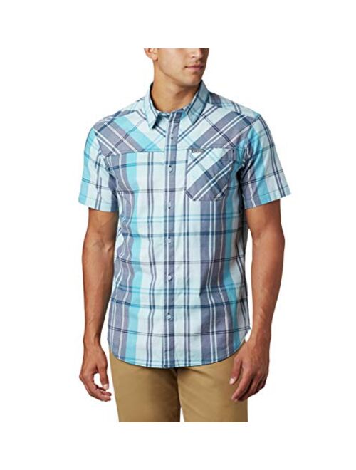 Columbia Men's Thompson Hill Yarn Dyed Short Sleeve Shirt, Cotton Blend, Comfort Stretch