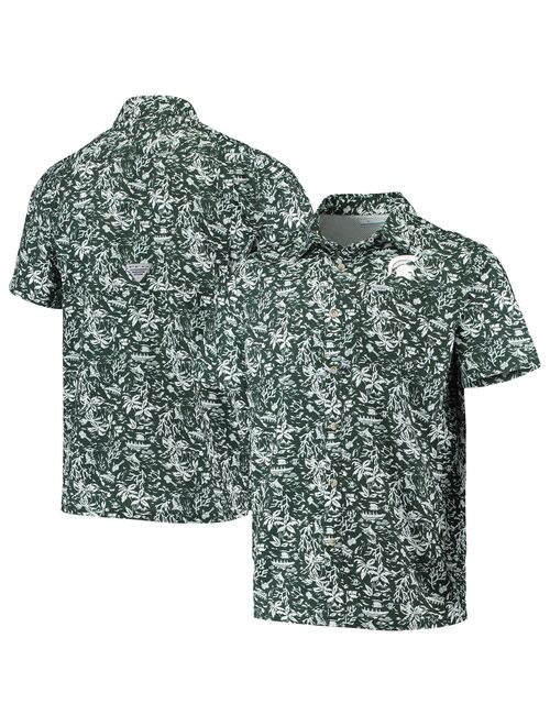 Men's Columbia Green Michigan State Spartans Super Slack Tide Button-Up Shirt