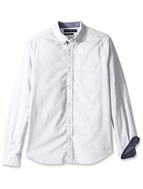 Nautica Men's Big and Tall Long Sleeve Button Down Solid Oxford Shirt