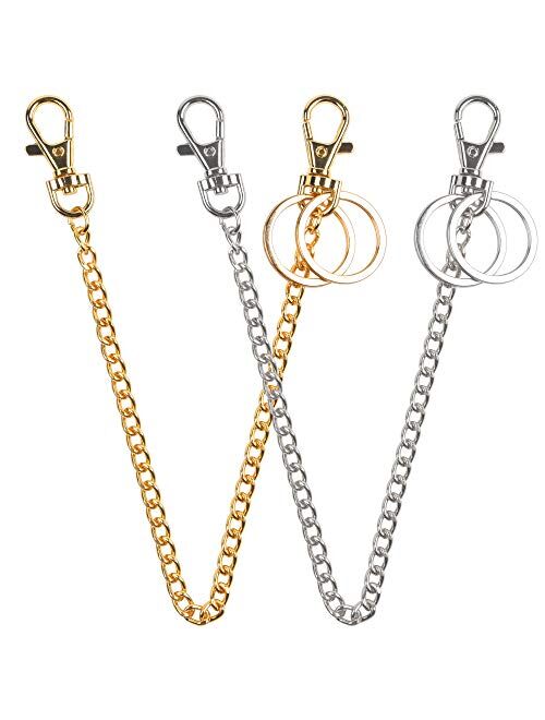 Wallet Chain, Teskyer 18" Gold Keychain Chain with Both Ends Lobster Clasps and Extra 2 Rings for Keys, Wallet, Jeans Pants, Belt Loop, Purse Handbag-Gold