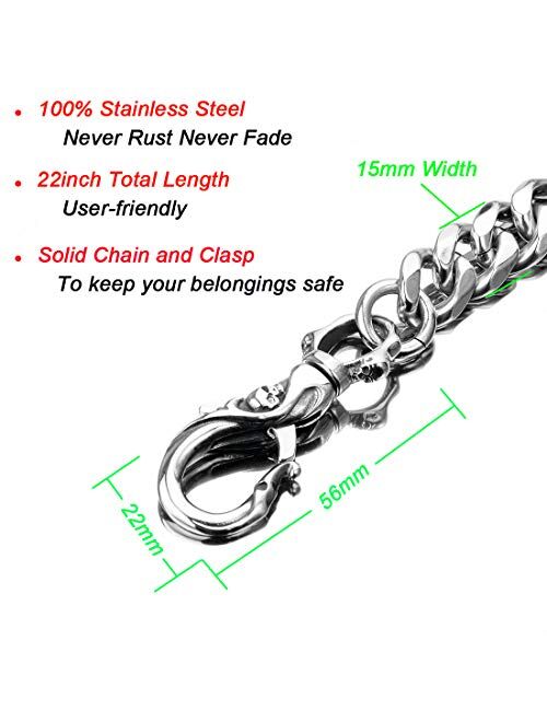 TIASRI Full Stainless Steel Anti-Lost Keychain Chain Firm Secure Key Chain Never Rust, Bend or Break