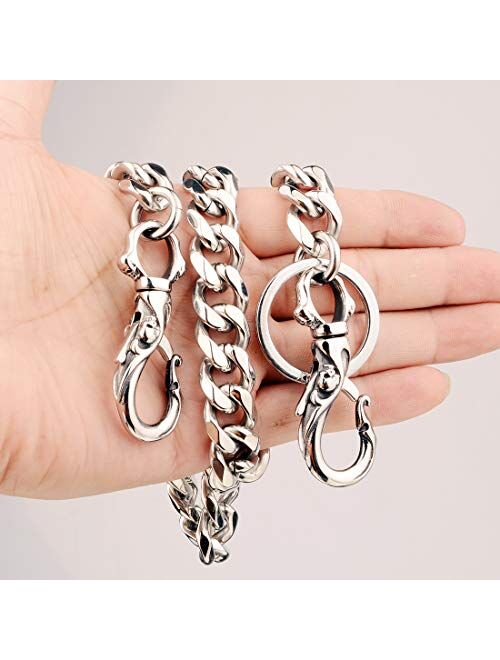 TIASRI Full Stainless Steel Anti-Lost Keychain Chain Firm Secure Key Chain Never Rust, Bend or Break