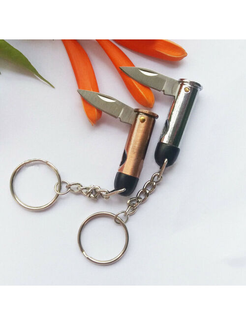 Bullet Shape Mini Pocket Folding Stainless Steel Keychain Knife Pendant Portable