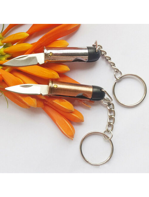 Bullet Shape Mini Pocket Folding Stainless Steel Keychain Knife Pendant Portable