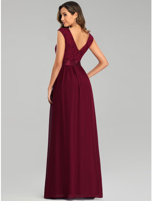Ever-Pretty Cap Sleeve Beach Party Gowns for Women Wedding Party Gowns 00646 Burgundy US12