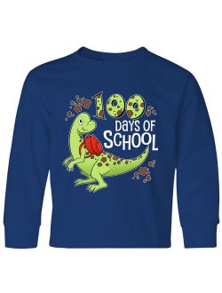 100 Days of School green dinosaur Youth Long Sleeve T-Shirt