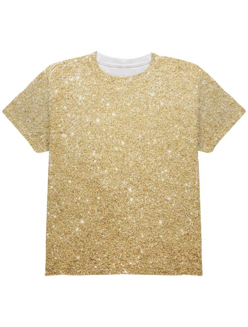 Faux Gold Glitter All Over Youth T Shirt Multi YSM