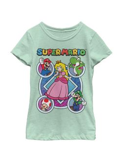 Girl's Nintendo Super Mario Princess Peach Friends T-Shirt Mint