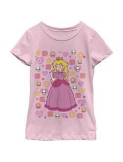 Girl's Nintendo Princess Peach Girls Rule T-Shirt Light Pink