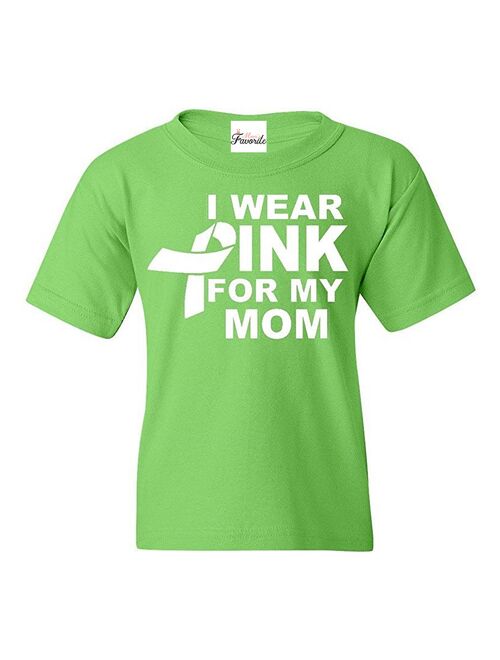 Youth Cancer Awareness I Wear Pink for My Mom T-Shirt For Girls and Boys