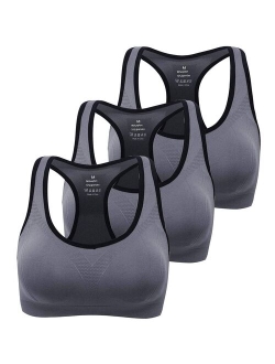 3 Pack Women Racerback Sports Bras High Impact Workout Yoga Gym Activewear Fitness Bra