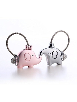 GEOOT Fantastic One Pair Kiss Elephant Couple Keychain Key Pendant Gift