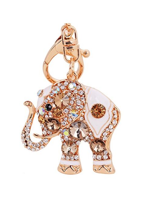 Aibearty Fashionable Diamond Crystal Rhinestone Elephant Keychain Bag Charm Pendent