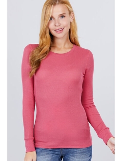 Women's Basic Thermal Long Sleeve Knit T-Shirt Crew Neck