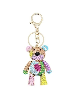 Women Girl Crystal Rhinestone Keychain Sparkling Key Ring Charm Purse Pendant Handbag Bag Decoration Teddy Bear Keychain