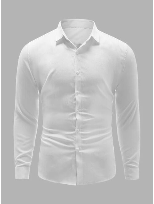 SHEIN X Naz Men Button Through Oxford Shirt