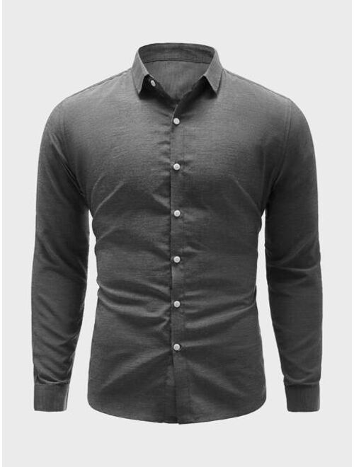 SHEIN X Naz Men Button Through Oxford Shirt