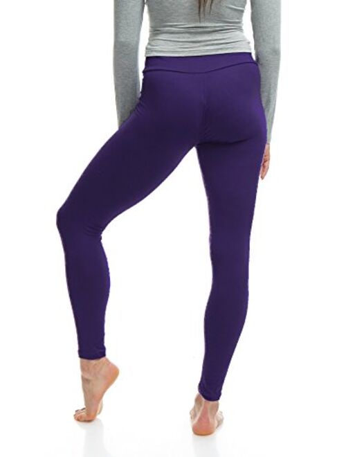 LMB Lush Moda Leggings for Women with Comfortable Yoga Waistband - Buttery Soft in Many of Colors - fits X-Large to 3X-Large, D Purple