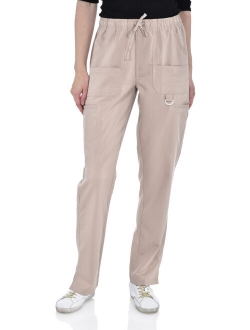 Marilyn Monroe Womens Stretch Eight-Pocket Straight Leg Scrub Cargo Pants