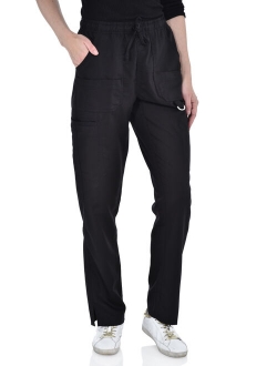 Marilyn Monroe Womens Stretch Eight-Pocket Straight Leg Scrub Cargo Pants