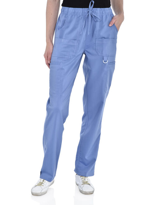 Marilyn Monroe Womens Stretch Eight-Pocket Straight Leg Scrub Cargo Pants