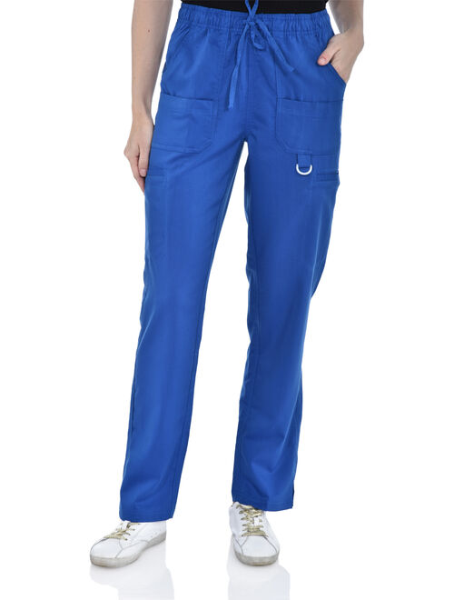 Marilyn Monroe Womens Stretch Eight-Pocket Straight Leg Scrub Cargo Pants