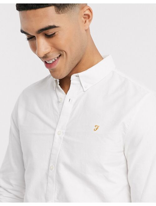 Farah Brewer slim fit oxford shirt in white