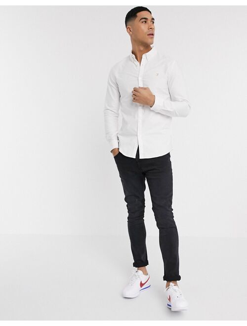 Farah Brewer slim fit oxford shirt in white