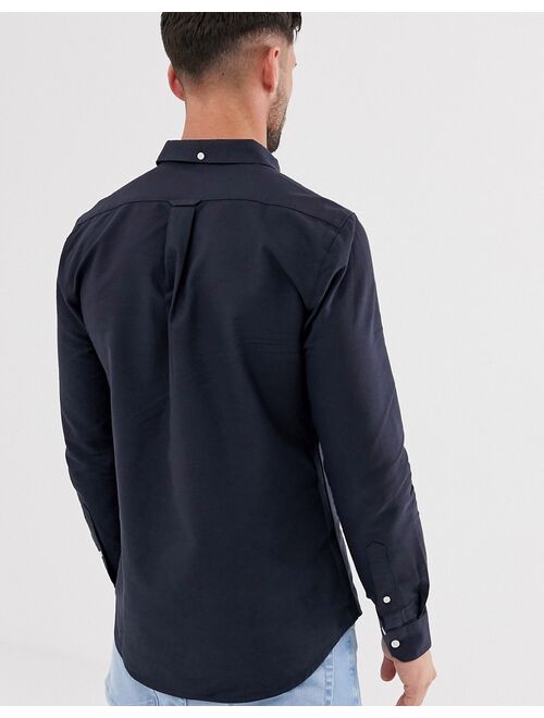 Farah Brewer slim fit oxford shirt in navy