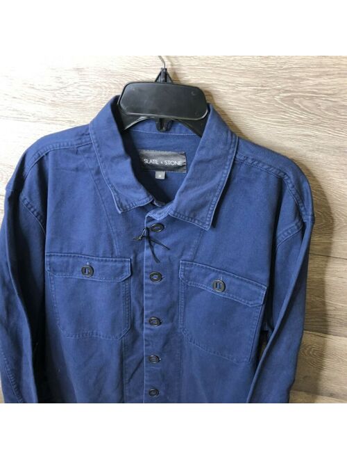 Slate and Stone Mens Size Medium Blue Pocket Button Front Cotton Shirt Jacket NW