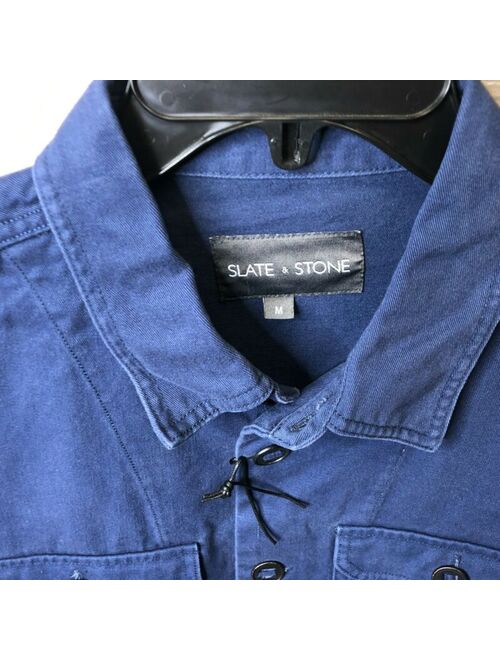 Slate and Stone Mens Size Medium Blue Pocket Button Front Cotton Shirt Jacket NW