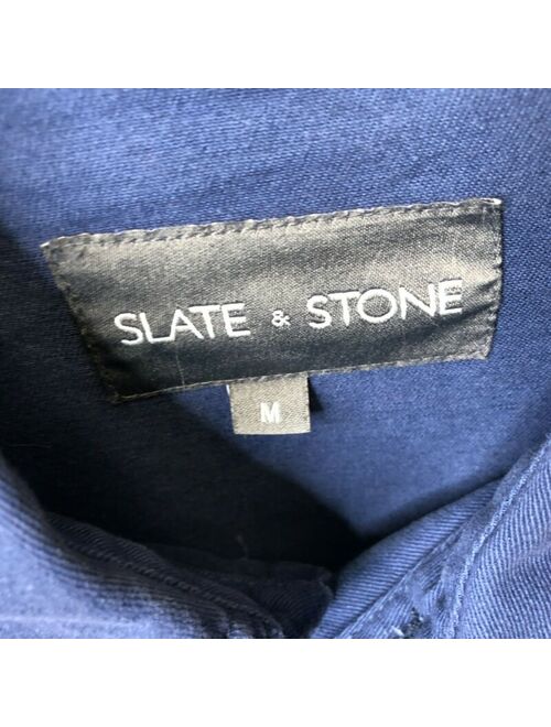 Slate and Stone Mens Size Medium Blue Pocket Button Front Cotton Shirt Jacket NW