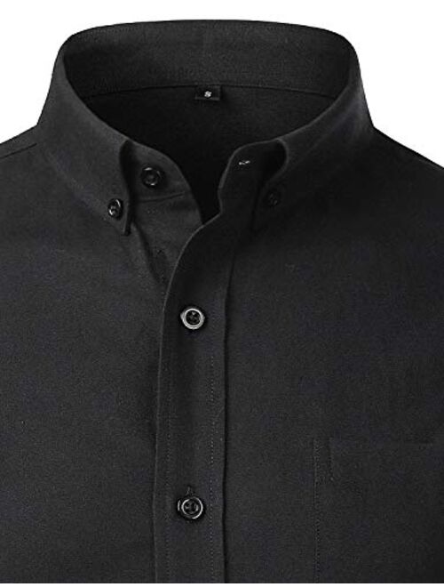 ZEROYAA Men's Hipster Casual Slim Fit Long Sleeve Button Down Oxford Shirts with Chest Pocket