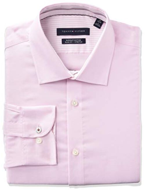 Tommy Hilfiger Men's Dress Shirt Slim Fit Stretch Solid