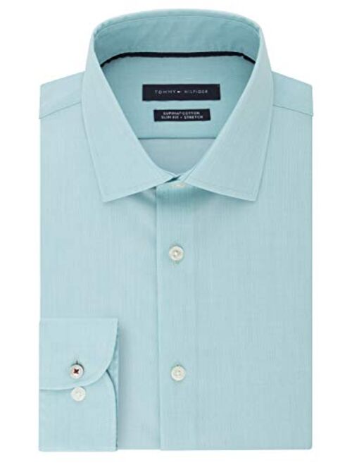 Tommy Hilfiger Men's Dress Shirt Slim Fit Stretch Solid