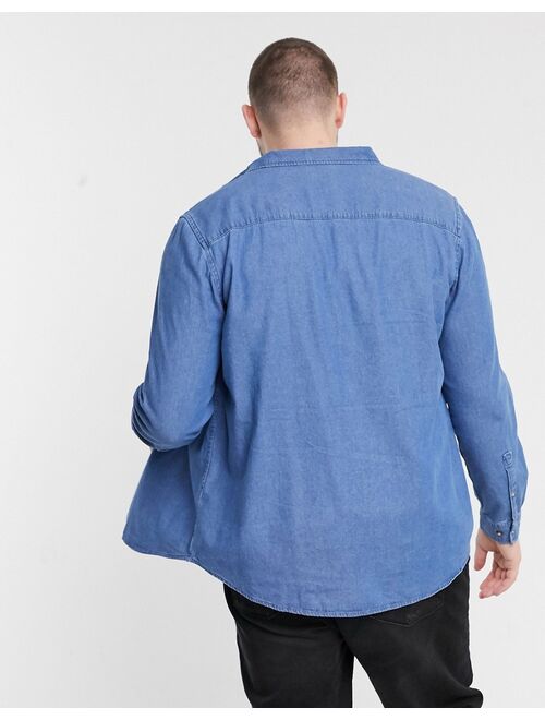 ASOS DESIGN Plus regular fit organic denim shirt in mid wash