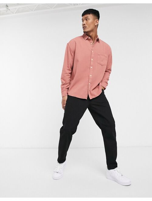 ASOS DESIGN 90s oversized organic denim shirt in pink