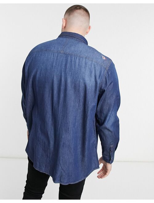 Duke twin pocket long sleeve shirt in vintage denim