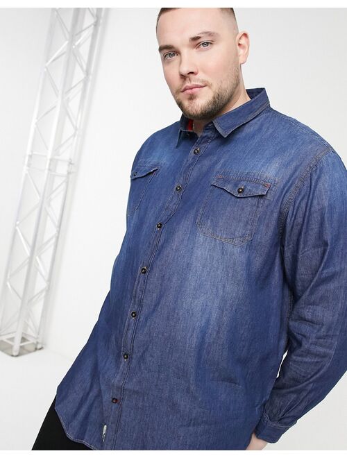 Duke twin pocket long sleeve shirt in vintage denim