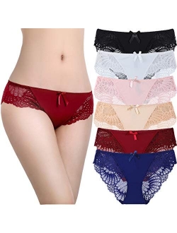 LEVAO Womens Bikini Panties Underwear Lace Hipster Seamless Sexy Hi Cuts Pack 6