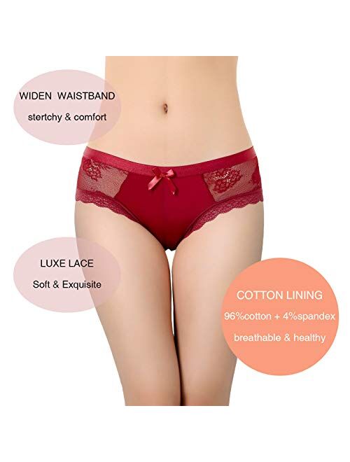 Buy LEVAO Womens Bikini Panties Underwear Lace Hipster Seamless Sexy Hi  Cuts Pack 6 online