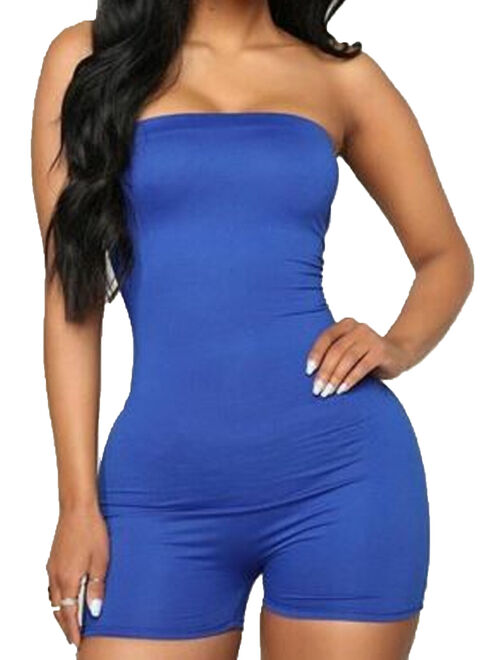 Cathery Women Casual Sleeveless Bodycon Romper Jumpsuit Club Bodysuit Short Pants