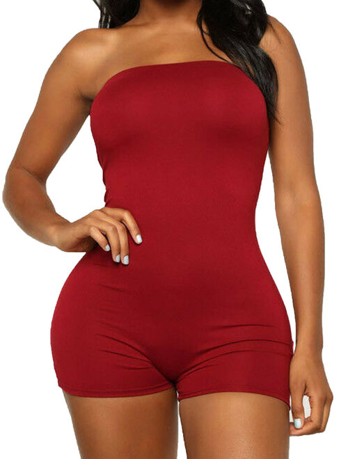 Cathery Women Casual Sleeveless Bodycon Romper Jumpsuit Club Bodysuit Short Pants