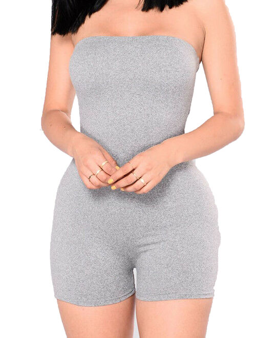 Cathery Women Casual Sleeveless Bodycon Romper Jumpsuit Club Bodysuit Short Pants