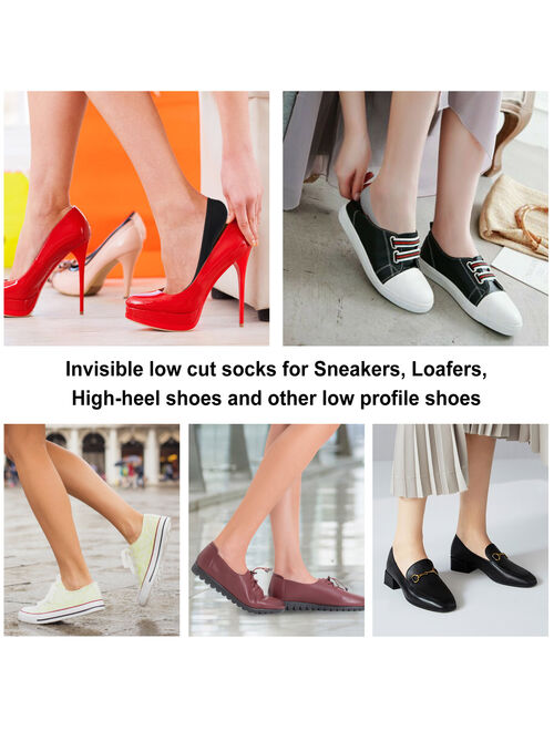 5 Pairs No Show Socks for Women, Non-Slip Invisible Hidden Socks, Low Cut Liner Socks for Flats, Boat Shoes, Loafers, Size 6-10 US