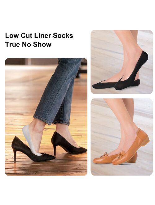 5 Pairs No Show Socks for Women, Non-Slip Invisible Hidden Socks, Low Cut Liner Socks for Flats, Boat Shoes, Loafers, Size 6-10 US